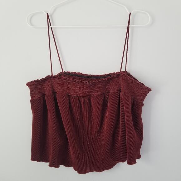 Urban Outfitters Out From Under Pleated Cropped Top Brown size Large - Picture 6 of 8